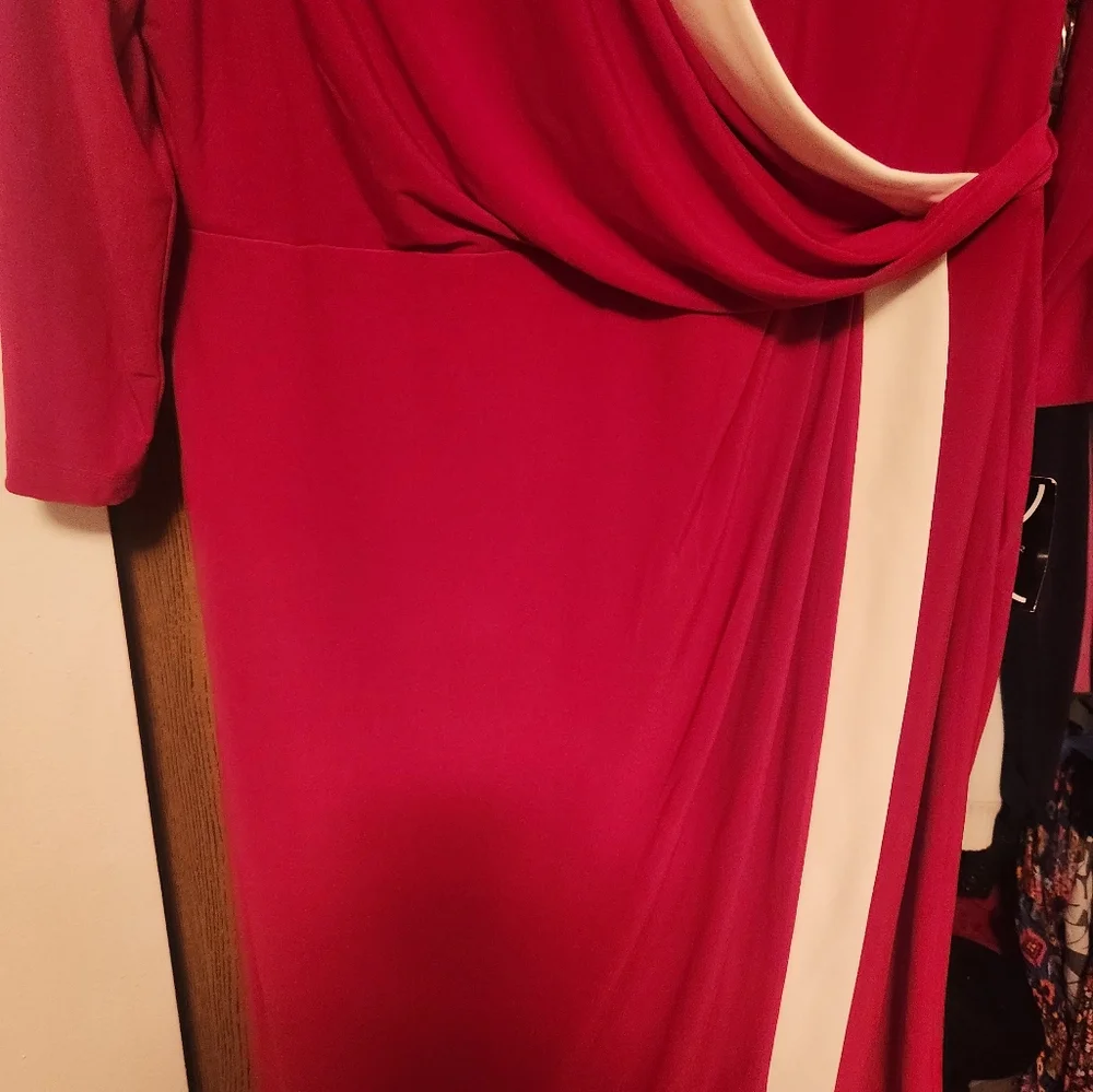 Kasper Red and White Faux Wrap Dress - XXL - Picture 2 of 6